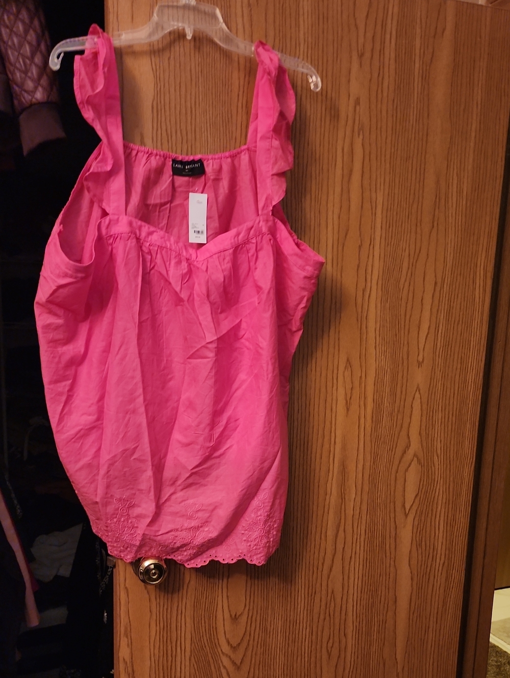 Lane Bryant Hot Pink Ruffle Strap Camisole